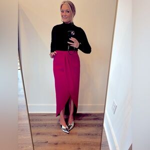 Badgley Mischka Belle Fushia Midi Wrap Skirt